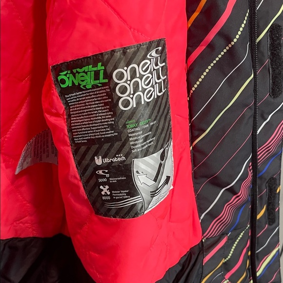 O'Neill Women's Black Jacket with Multicolor Stripes - Picture 7 of 14